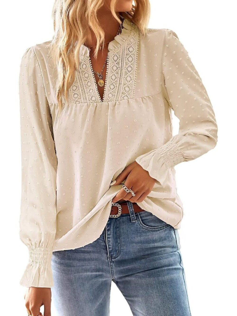 Boho Flowy Shirts Dressy Casual Long Sleeve Blouses